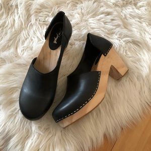 Free People Black Leather Clogs